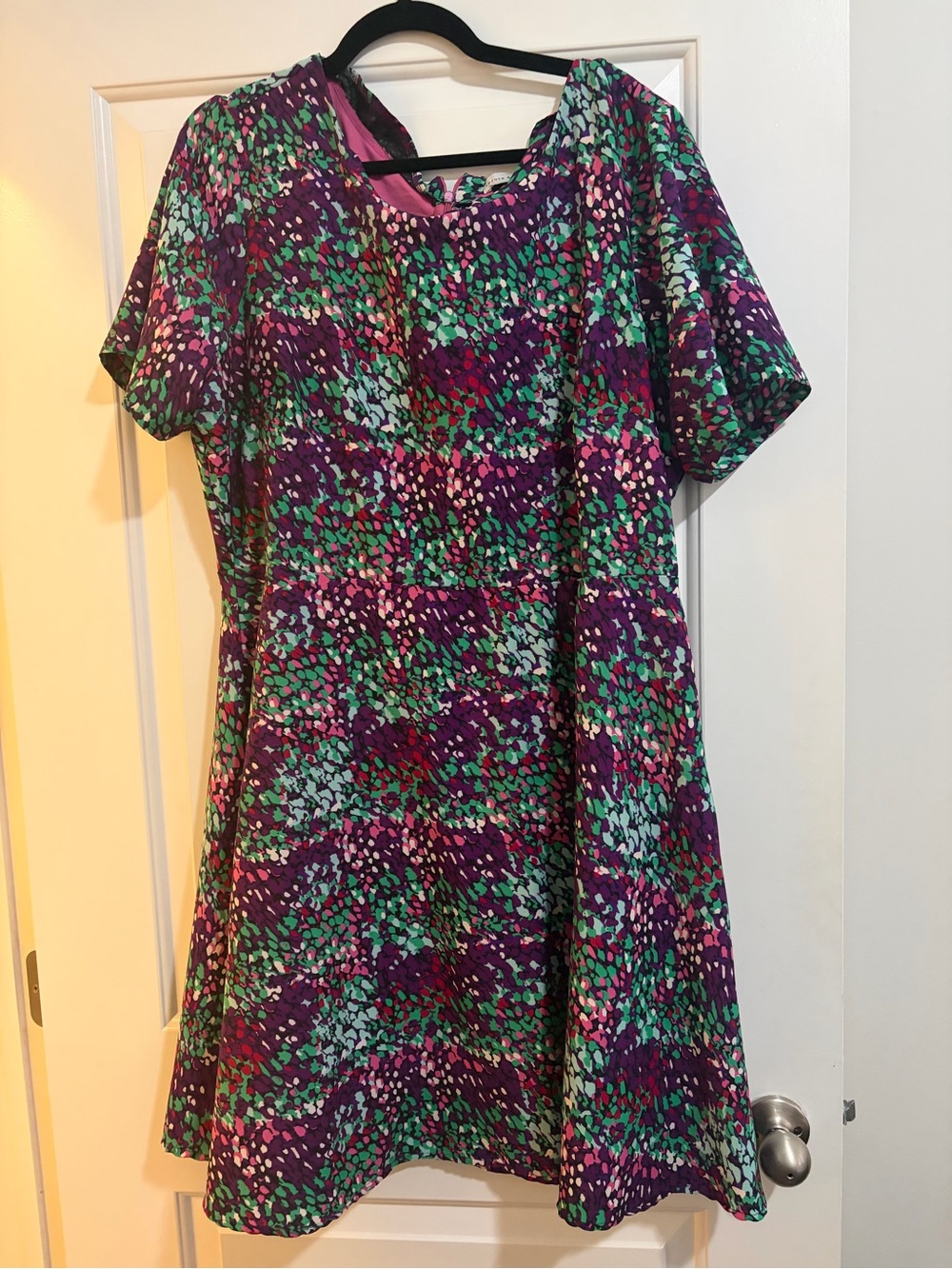 Spruce & Sage Fit & Flare Dress in Purple and Green